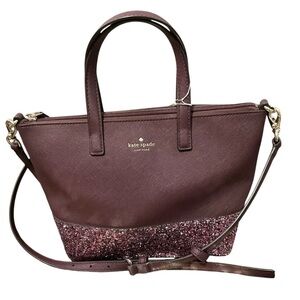 Kate Spade Burgundy Glitter Crossbody Hand Bag